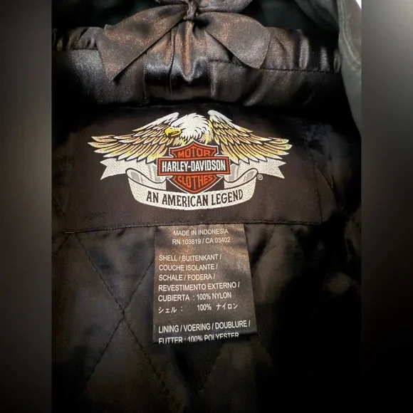 Harley-Davidson Black and Orange XL Embroidered Patch Men's Bomber Jacket - Picture 2 of 15